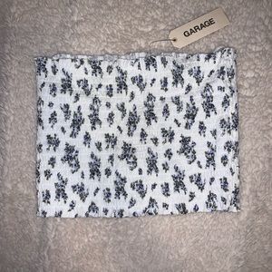 garage cropped smocked tube top